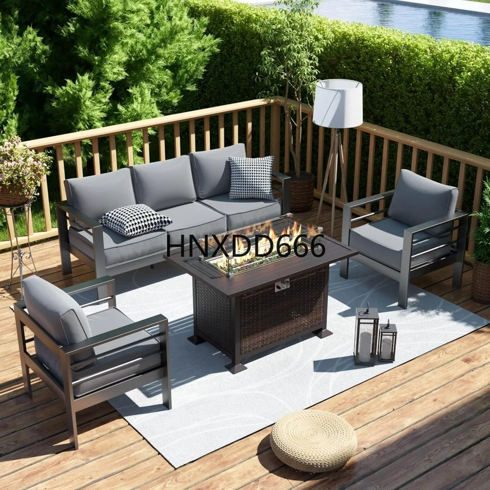 Outdoor Furniture With Fire Pit Table - Комплект садовой мебели с костровым столом,