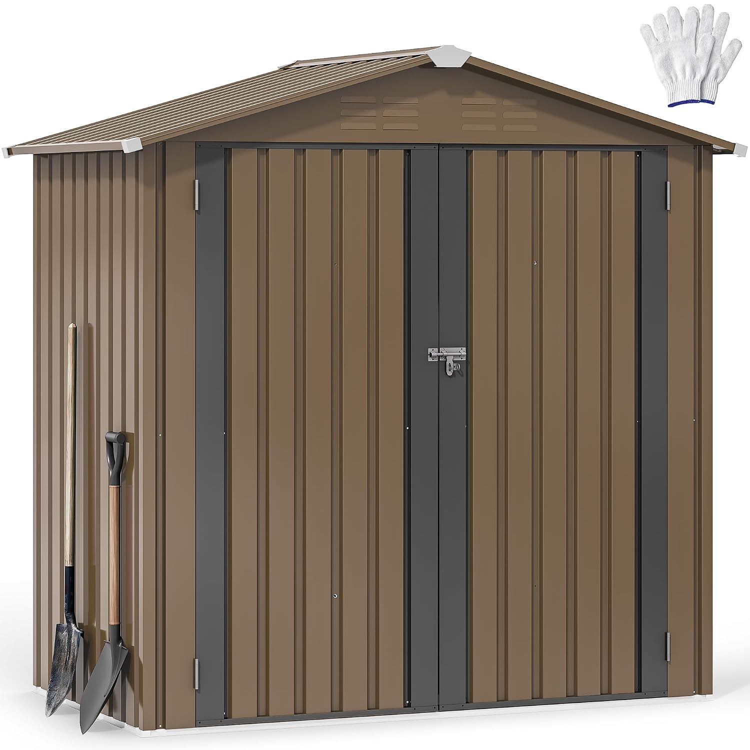 Outdoor Furniture With Storage - Металлический уличный сарай 6x4 фута, водонепроницаемый,