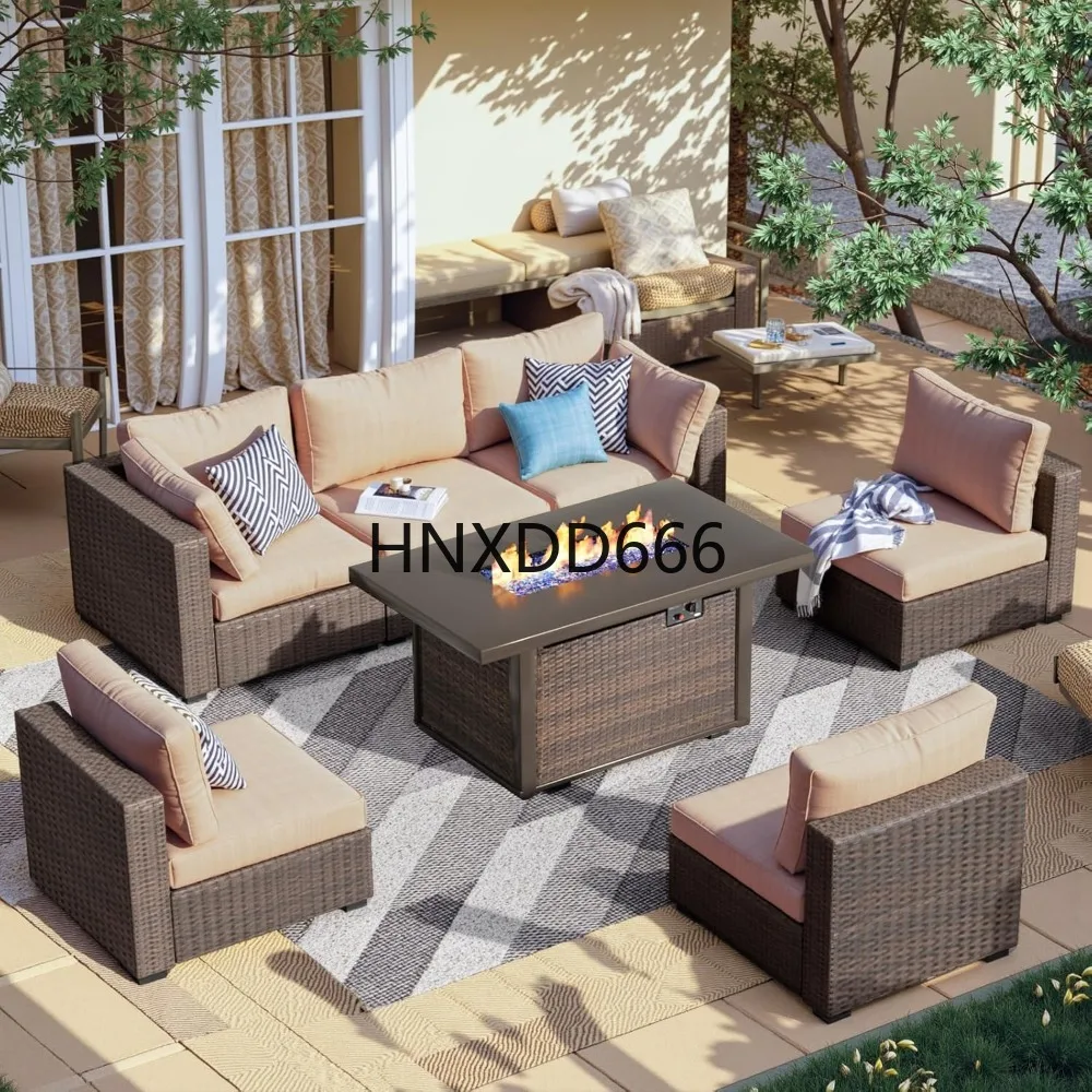 Outdoor Furniture With Fire Pit Table - 7-местный комплект садовой мебели с костровым