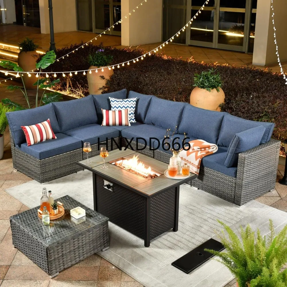 Outdoor Furniture With Fire Pit Table - Уличный комплект мебели для патио из