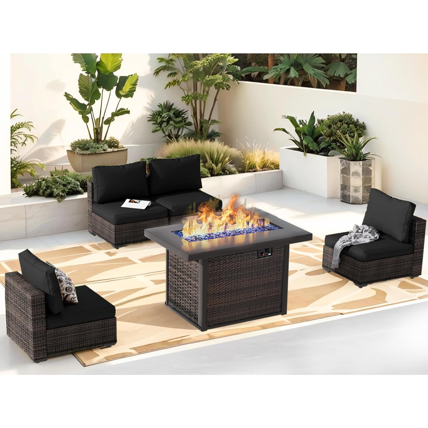 Уличная секционная мебель, ком – обзор и цена Outdoor Furniture With Fire Pit Table