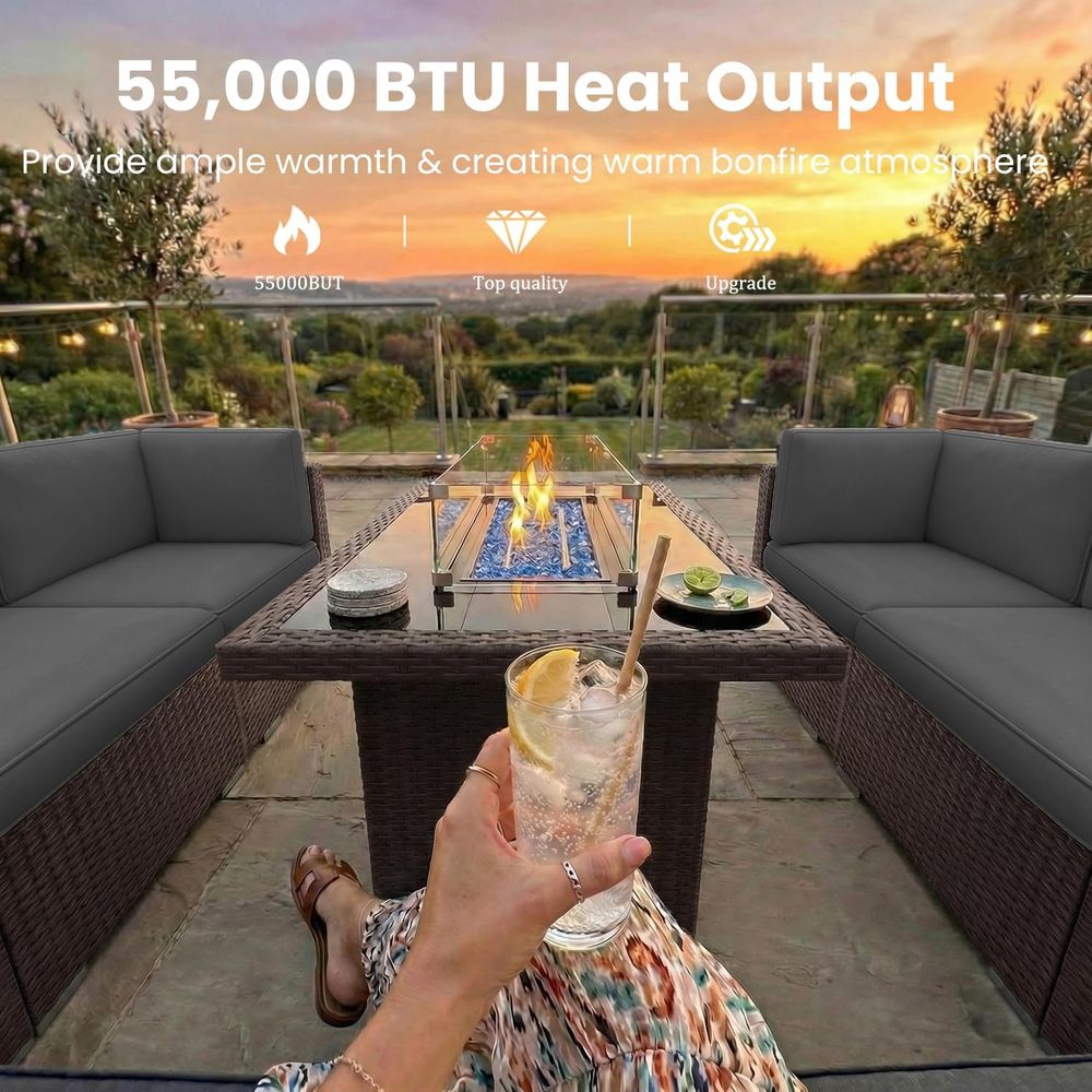Комплект садовой мебели из 15  – обзор и цена Outdoor Furniture With Fire Pit Table