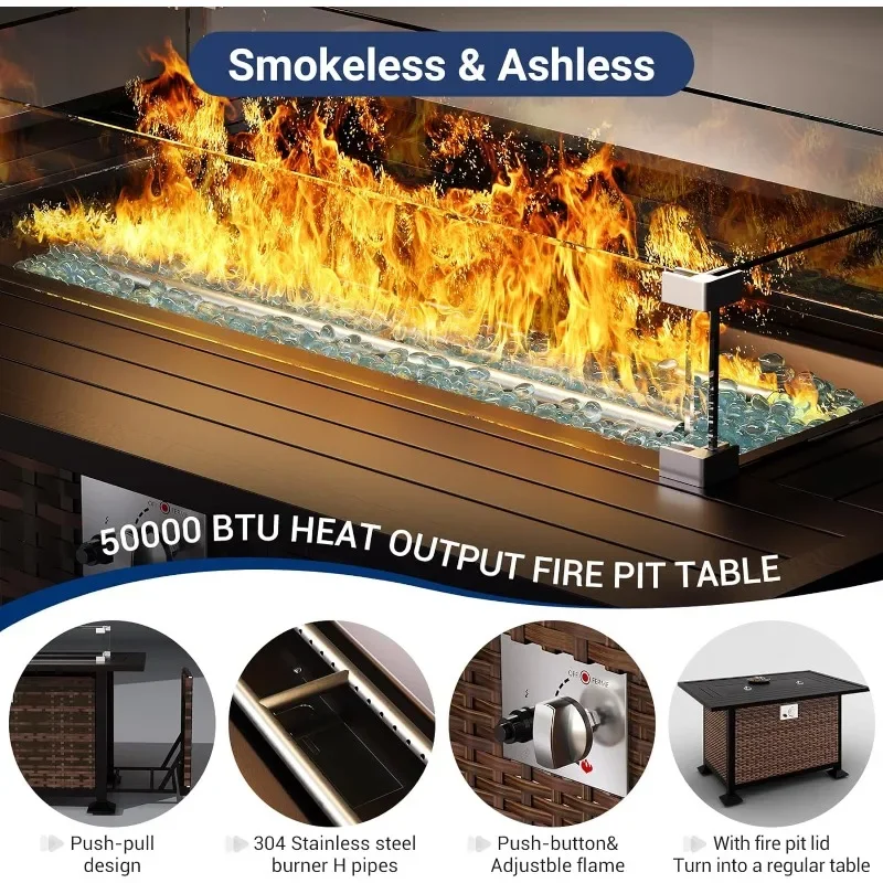 Набор мебели со столом для кос – обзор и цена Outdoor Furniture With Fire Pit Table