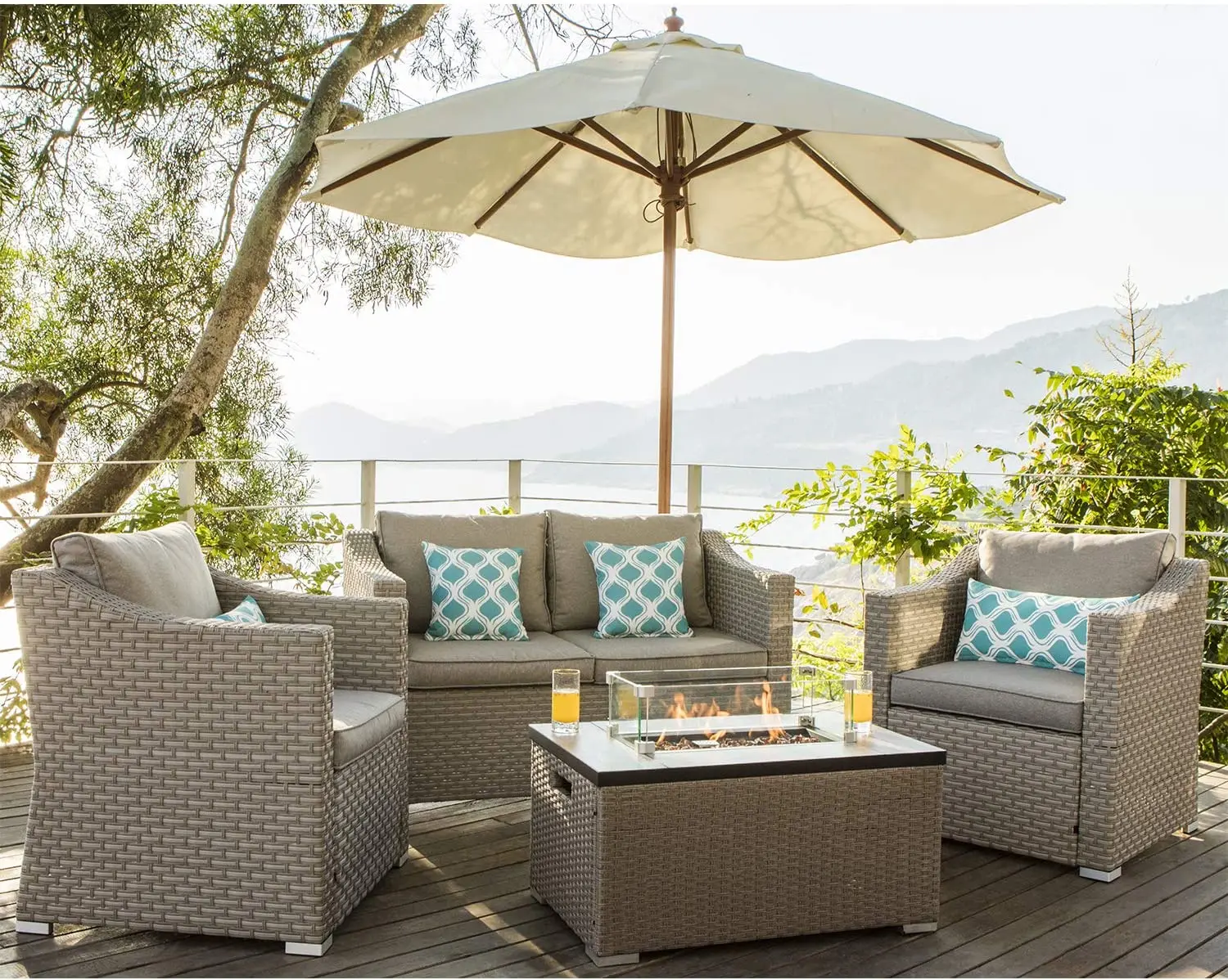 -Уличная мебель, 5-компонентны – обзор и цена Outdoor Furniture With Fire Pit Table