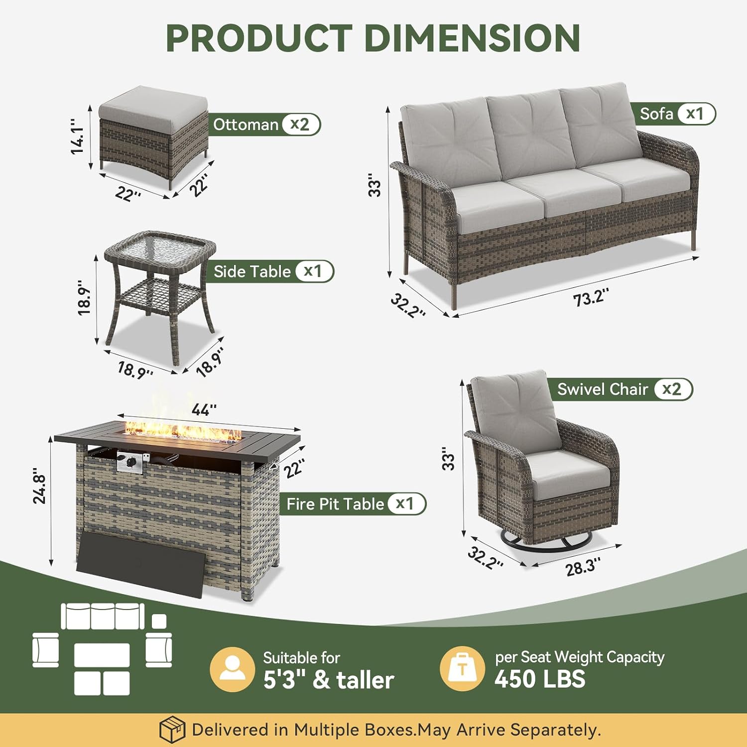 7-местный комплект мебели для  – обзор и цена Outdoor Furniture With Fire Pit Table