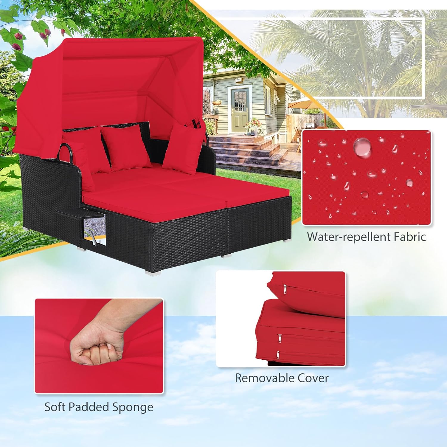 Двухместная ротанговая кушетка – обзор и цена Outdoor Daybed Furniture