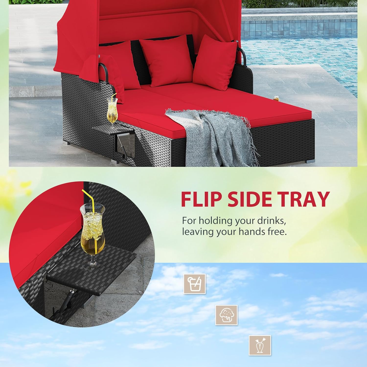 Двухместная ротанговая кушетка – обзор и цена Outdoor Daybed Furniture