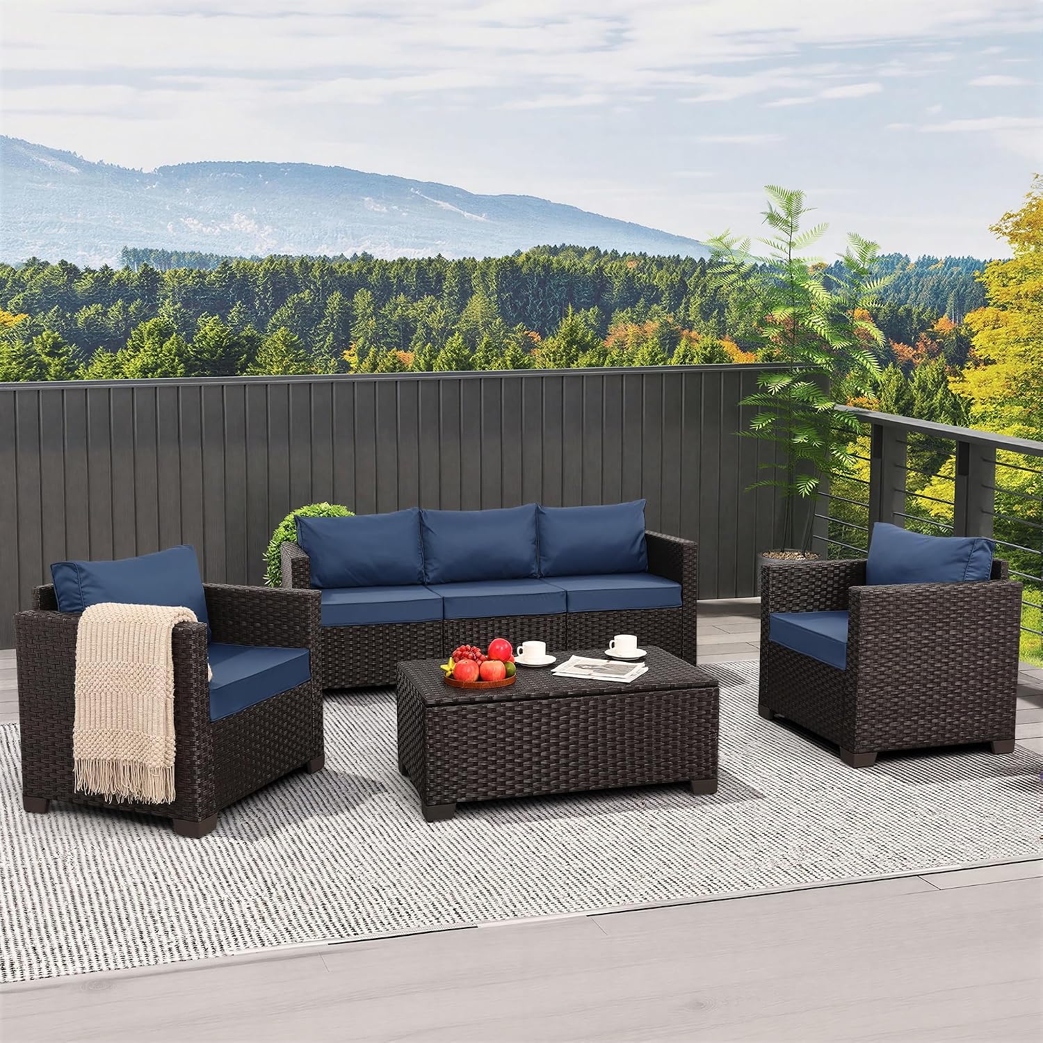 4-местный комплект садовой меб – обзор и цена Outdoor Furniture With Fire Pit Table