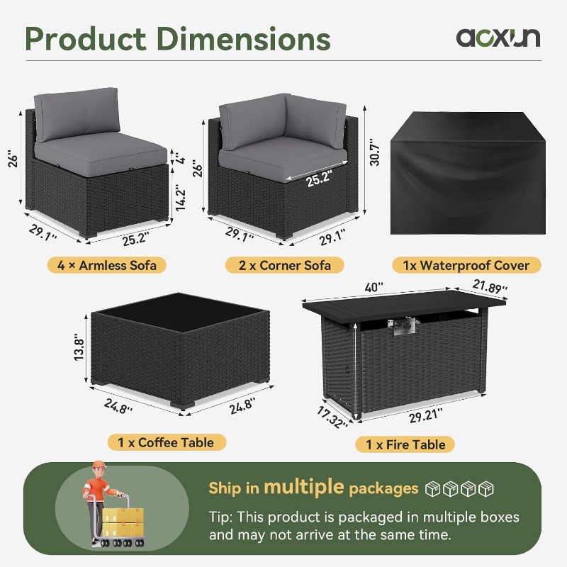 Набор садовой мебели Aoxun из  – обзор и цена Outdoor Furniture With Fire Pit Table