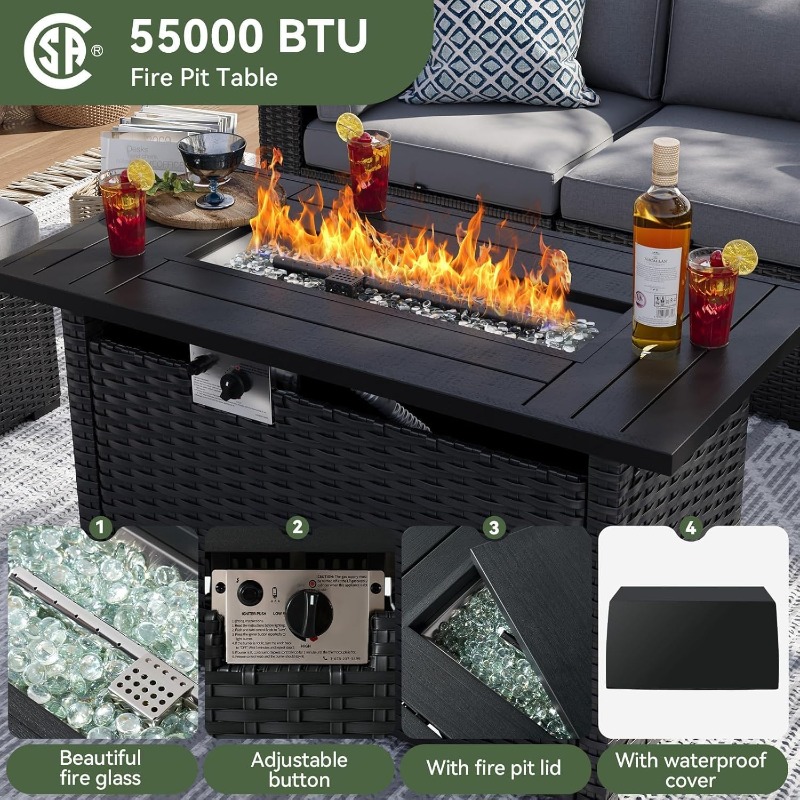 Набор садовой мебели Aoxun из  – обзор и цена Outdoor Furniture With Fire Pit Table
